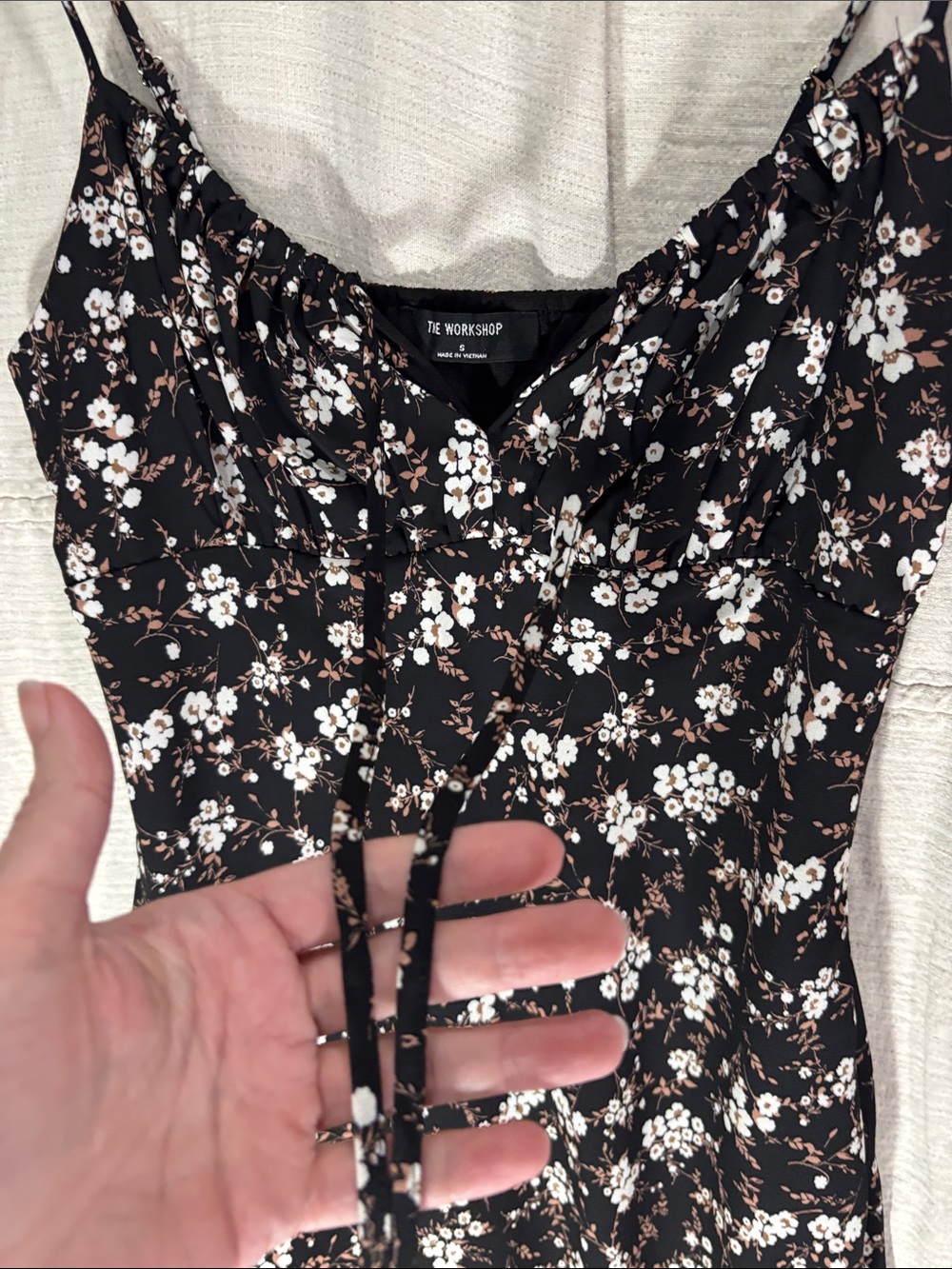 Workshop Republic Clothing Black Floral Midi Cami Slip Dress S 90s Y2K Grunge - Picture 5 of 9